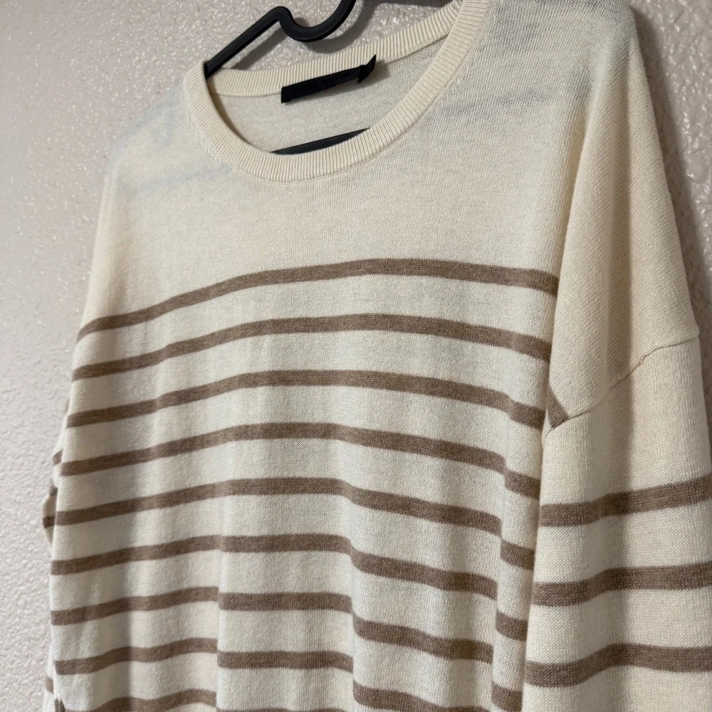 NWOT Jenni Kayne Avery Crewneck Sweater Stripe Cotton Merino Ivory Neutral XS - Picture 8 of 10